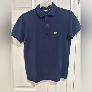 Boys Lacoste Blue Polo Shirt Classic Design Short Sleeve size 16
